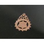 9ct gold hallmarked rose gold fob: Weight 3.3g, height 35mm.