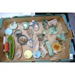 A collection of Wade items to include: Pipe trays, Ashtrays, Tortoises, Log Vase etc