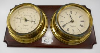 Captains Brass Effect Barometer Clock Wall Plaque: