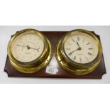 Captains Brass Effect Barometer Clock Wall Plaque: