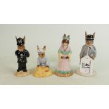 FOUR x Royal Doulton Bunnykins figures: DB203 Businessman, DB177 Seaside, DB64 Policeman & DB245