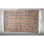 Pakistan Bokhara Patterned Tasseled Rug: 157 x 95cm