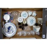 A mixed collection of items to include: French Revolution commemorative plates, glass ware, 19th