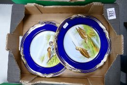 Spode Seconds Handpainted Cabinet Plates: with images of Pintail & & Snipe