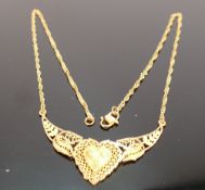Asian yellow metal ornate necklace: tests to 22ct gold or higher, 8.7g.