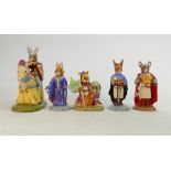 Five x Royal Doulton Bunnykins figures: DB301 Lancelot (glaze flaw underneath & no certificate,