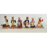 Six Royal Doulton Bunnykins Figures: DB319 Captain, DB325 Ship's Cook, DB320 Captain's Wife, DB321