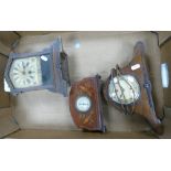 Three Wooden Mantle Clocks: