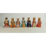 Seven Royal Doulton Bunnykins Figures: DB305 Henry VIII, DB309 Anne of Cleves, DB307 Anne Boleyn,