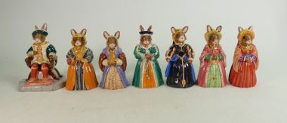Seven Royal Doulton Bunnykins Figures: DB305 Henry VIII, DB309 Anne of Cleves, DB307 Anne Boleyn,