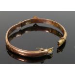 gold coloured metal bangle tested as 9ct or better: Item badly damaged, and weighing 6.5 g.