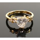 Silver gold coloured ring set with cubic Zirconia's: size T, 3.5g.