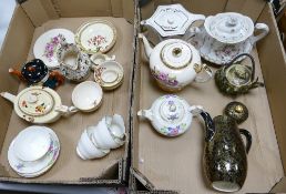 A mixed collection of items to include: decorative teapots, similar tea ware etc ( 2 trays)