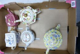 A collection of Sadler & Similar Floral Decorated Tea pots: