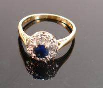 18ct ladies diamond & sapphire ring, size L,3g: