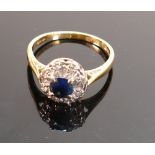 18ct ladies diamond & sapphire ring, size L,3g: