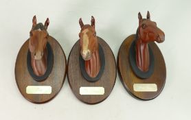 Beswick horse wood plaque figures:Troy, Red Rum & The Minstrel (3)