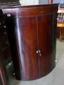 Victorian Bow Fronted Corner Cupboard: height 117cm and 81cm width at widest point