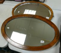 Oak framed Oval wall mirror: together with similar dressing table mirror(2)