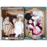 A collection of Porcelain Leonard Collection Display dolls( 2 trays)