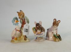 3 x Royal Albert & Beswick Beatrix Potter figures: Jemima Puddleduck with Foxy Whiskered