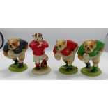 Robert Harrop Doggie People Bulldog Rugby Figures: lions, Scotland, Ireland & Footballer(4)