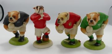 Robert Harrop Doggie People Bulldog Rugby Figures: lions, Scotland, Ireland & Footballer(4)