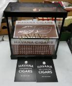 Havana Cigar Counter Top Display Cabinet: with addition signs & humidifiers, height 56cm, width 55cm