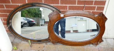 Two Oak Framed Bevel Edged Wall Mirrors: length of largest 92cm(2)