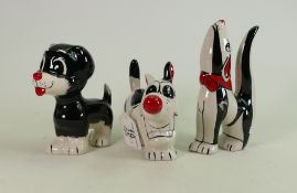 Lorna Bailey group of 3 dogs: Various styles all signed. All in good condition.
