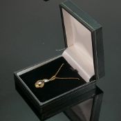 9ct gold swirl pendant and 16inch necklace: QVC brand new & boxed, 2.6g.
