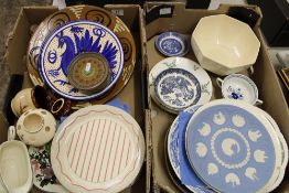 A mixed collection of items to include: Continental studio pottery, Wedgwood jasperware plate,