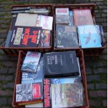 A large collection of books with a military/war theme: 3 trays.