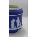 A collection of Wedgwood early 20th century dip blue Jasperware items to include: Vases, silver