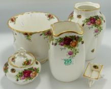 A collection of Royal Albert Old Country Roses Patterned items to include: Vases, Planter, sugar