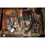 A mixed collection of items to include: Vintage hand tools to include saws, spanners, braces etc ( 2