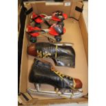 A mixed collection of items to include: Vintage roller skates together with similar ice skates