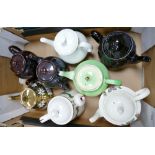 A collection of Teapots including: Spode Christmas Memories & Wedgwood Moss Rose patterned items