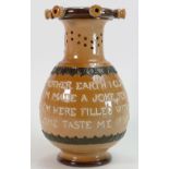 Doulton Lambeth Stoneware puzzle jug: 19th century Doulton Lambeth Stoneware puzzle jug with