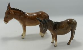 Beswick Donkey 2267A: and 2210 foal , both boxed(2)