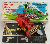 Japanese boxed Tin Plate Western Special Locomotive: Together with Taiwan Galaxy Gun 2001, Corgi