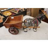 Pottery harnessed shire horse: with cart