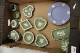 A collection of Wedgwood jasper ware: to include pin trays, lidded boxes, ashtrays