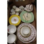 A mixed collection of items to include: Queen Anne harmony rose plates, Royal Worcester gilded cup