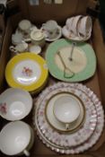 A mixed collection of items to include: Queen Anne harmony rose plates, Royal Worcester gilded cup