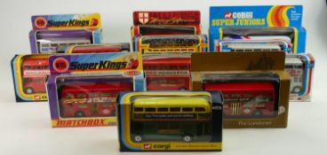 A collection of boxed Corgi toy buses to include: London Routemaster 469, Disneyland 470,