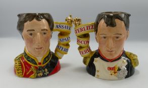 Royal Doulton Limited Edition Small Character Jugs: Napoleon D7001 & Wellington D7002, boxed. (2)