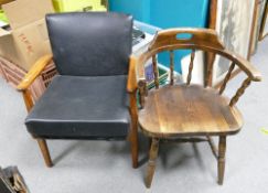 Captains chair: Together with Mid Century Paker Knoll fireside chair. (2)