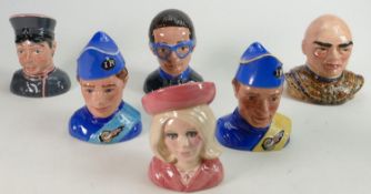A set of six Beswick Thunderbirds busts: Comprising Lady Penelope 3337, Brains 3339, Scott Tracy