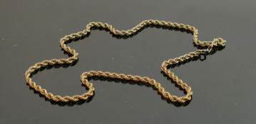 9ct gold rope twist necklace: L50cm,5.5g.